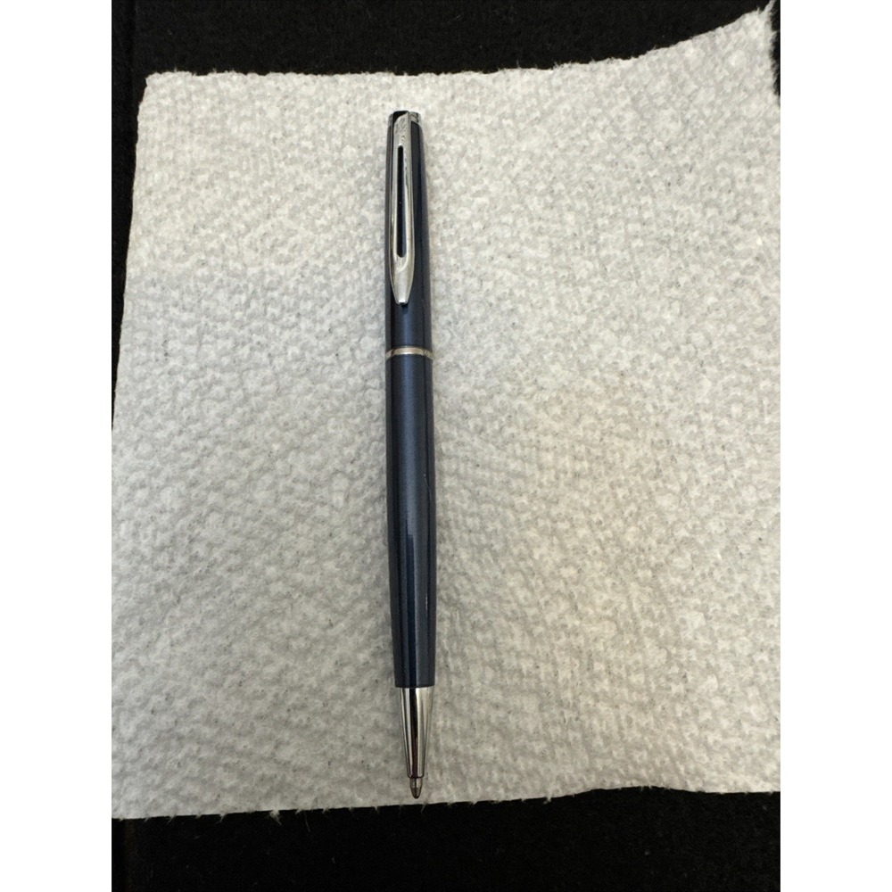 Vintage Waterman's Blue Lacquer over Brass Twist Ballpoint Pen - Made in France